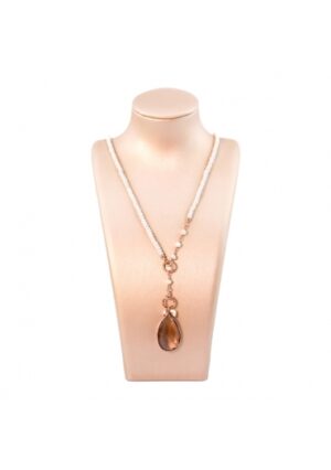 Collier Rugiada, perle coltivate, goccia 24 per 15 mm quarzo fumè CN3617