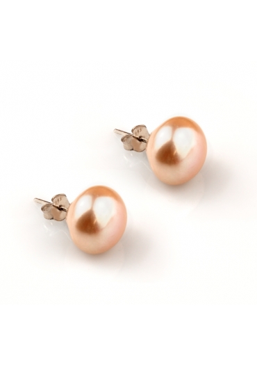 Orecchini  perle coltivate  piatte 13-13,5 mm rosa OR2101
