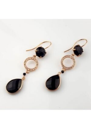 Orecchini agata nera,  zirconi bianchi or2028