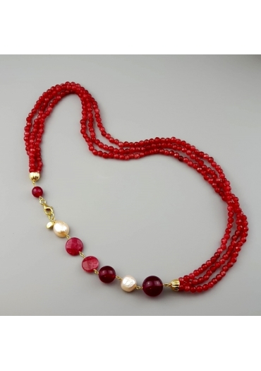 Torchon agata ruby, perle  coltivate CN3657