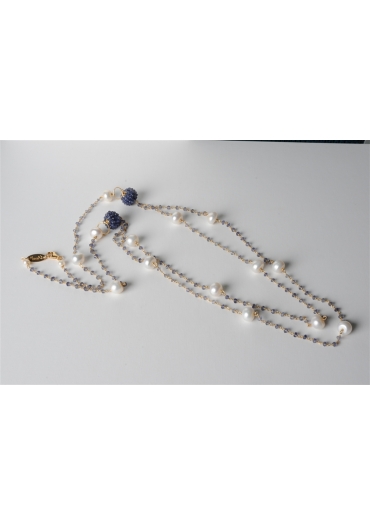 Collana, rosarietto e more iolite, perle di fiume CN2302