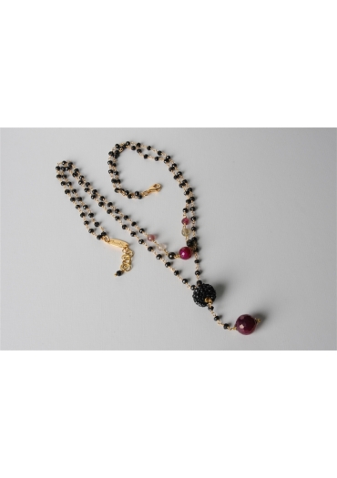 Collana, rosarietto spinello nero, tormaline CN1853