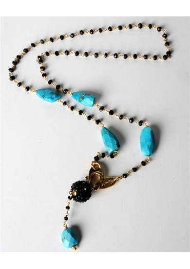 Collana, rosarietto nero, turchese Arizona CN1882