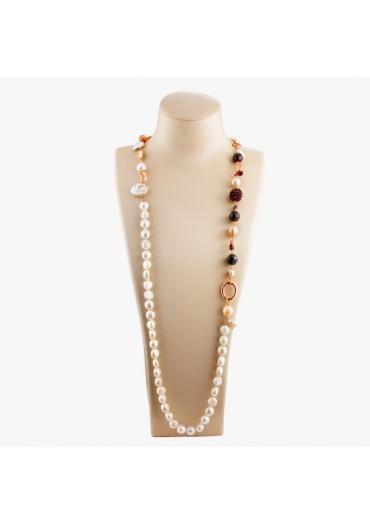Collana scomponibile perle coltivate, Granato taglio diamond SCCN03