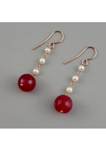 Orecchini, Giada  rosa, perle d. f. OR1467