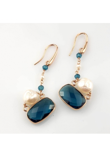 Orecchini perle coltivate, quarzo blue light OR2130