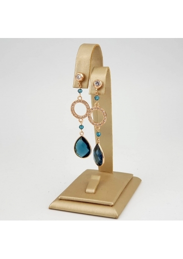 Orecchini quarzo blue light, zirconi OR2024