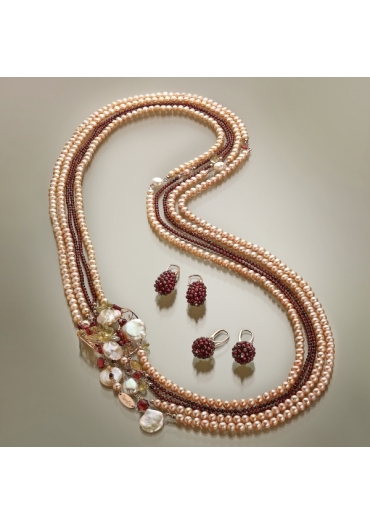 Paeure Chanel multifilo, perle coltivate, granato p86