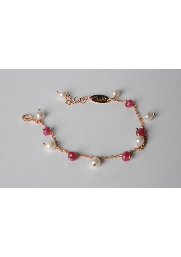 Bracciale charms, giada rosa, perle di fiume BR0892