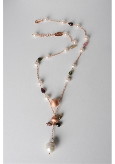 Collana, perle di fiume, tormaline CN2213