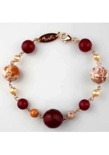 bracciale agata ruby, diaspro, perle di fiume BR1358