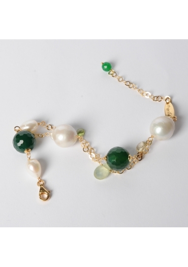 bracciale agata verde, perle barocche,t.macchina BR0967
