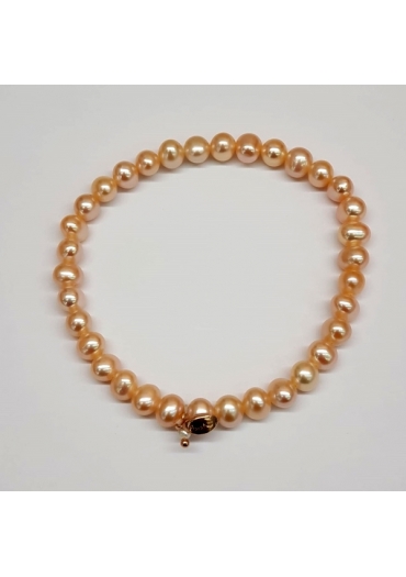 Bracciale perle coltivate 6 mm rosa pesca BR1746