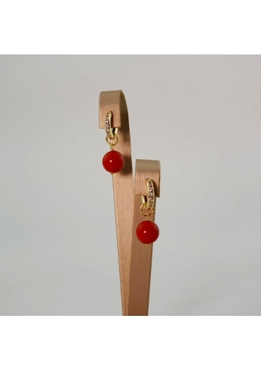 Cerchietti con zirconi,  bamboo rosso 10 mm OR2620