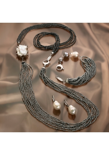 Chanel ematite sfaccettata, perla barocca e zirconi CN2773