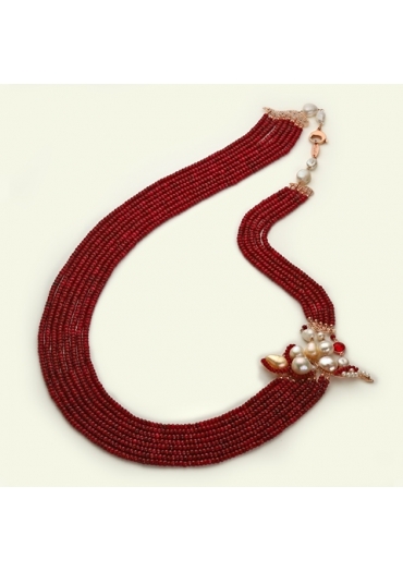 Chanel multifilo agata ruby, perle di fiume. Pz unico CN3143