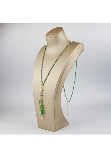 Chanel regolabile 45-90 cm crisoprasio  perle coltivate CN3597