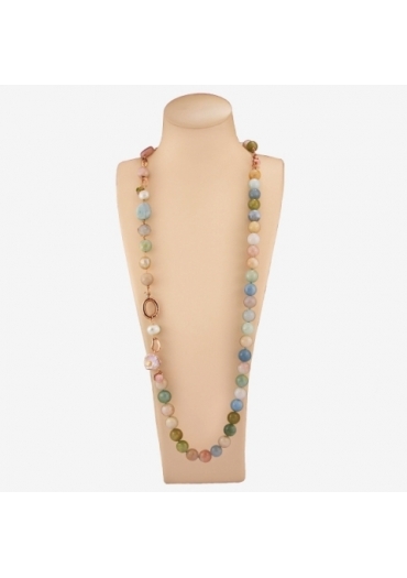 Collana scomponibile  acquamarina multicolor, opale rosa SPCN03