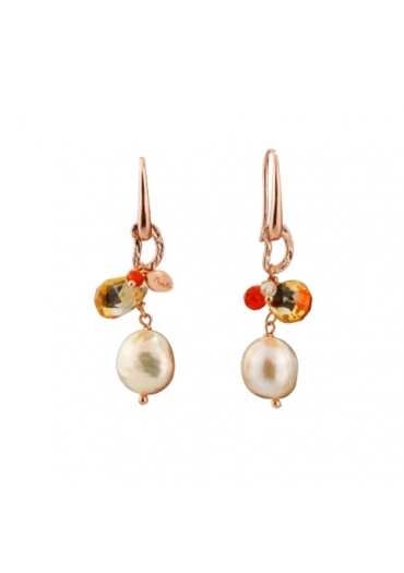 Orecchini perle coltivate, quarzi multicolor SCOR04