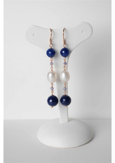orecchini perle di fiume-agata blu zaffiro OR1279
