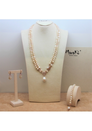 Parure Charleston perle coltivate bianche. cn indossabile doppia o lunga P26
