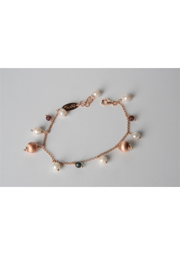 Bracciale charms, tormaline, perle di fiume BR0812