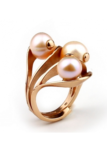 Anello perle di fiume rosa AN280