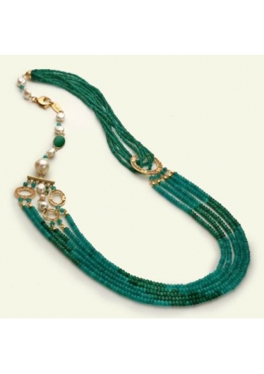 Chanel multifili agata verde smeraldo, perle di fiume CN2977