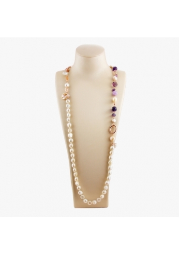 Collana scomponibile perle  coltivate, ametista SCCN05