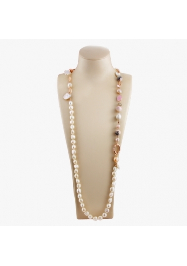 Collana scomponibile perle coltivate, Opale rosa SCCN09
