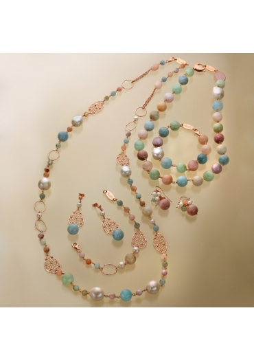 Parure acquamarina multicolor,  perle coltivate P151
