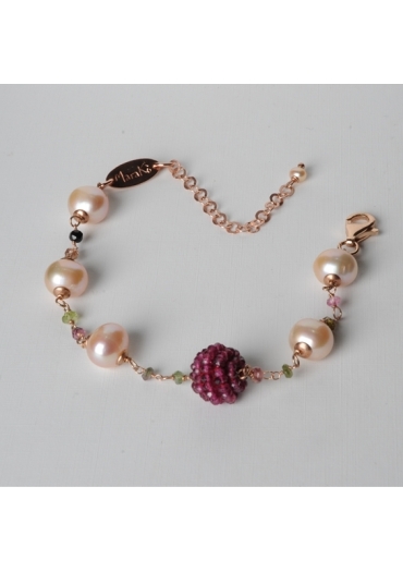 Bracciale rosarietto tormaline, perle di fiume BR0575