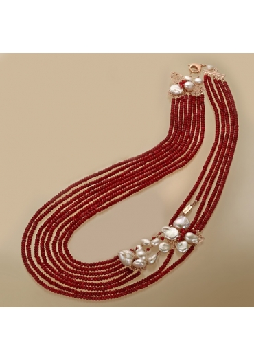 Chanel agata rubi e perle di fiume CN3060