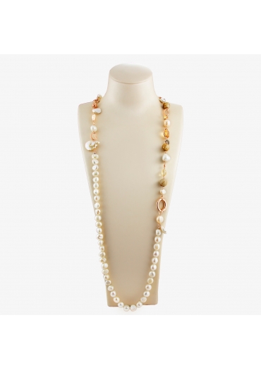 Collana scomponibile perle coltivate, diaspro brown, citrino SCCN01