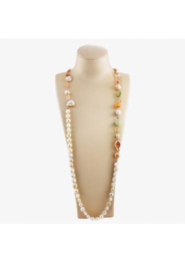 Collana scomponibile perle coltivate, quarzi multicolor SCCN04