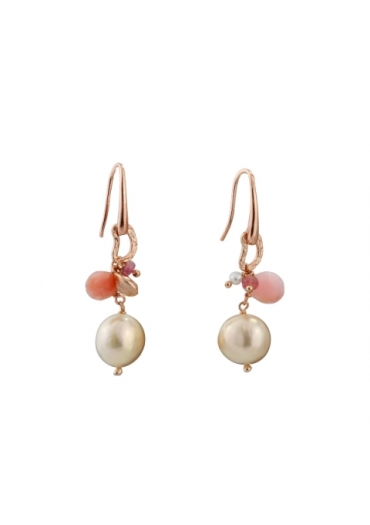 Orecchini perle coltivate, opale e tormaline rosa SCOR10