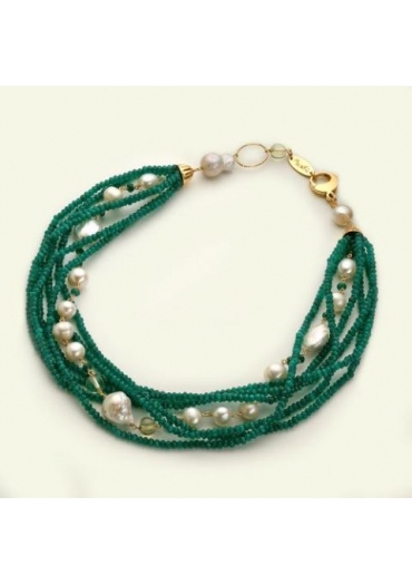 Thorchon rondelle agata verde smeraldo, perle coltivate CN2994