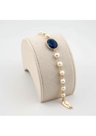 Bracciale perle di coltivate, quarzo blue light BR1096