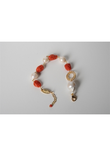 bracciale corallo rosso, perle di f.barocche BR0939