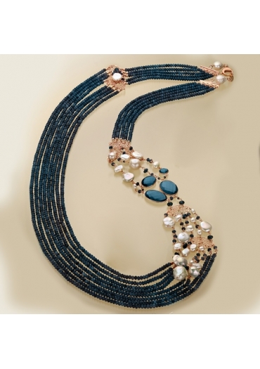 Chanel agata blu zaffiro, perle coltivate CN3062