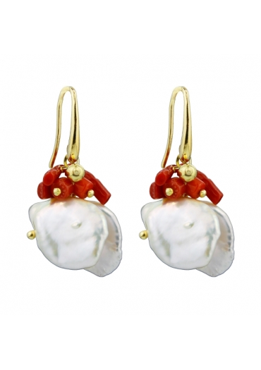 Orecchini perle coltivate, Corallo rosso sardo or2268