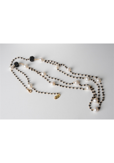 Collana,  rosarietto spinello nero,
perle di fiume CN1884