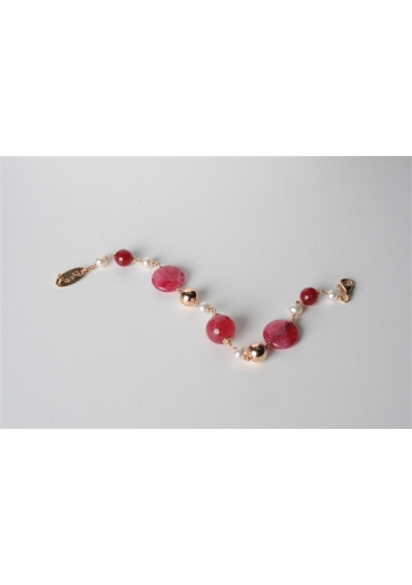 Bracciale, giada rosa, perle di fiume BR0894