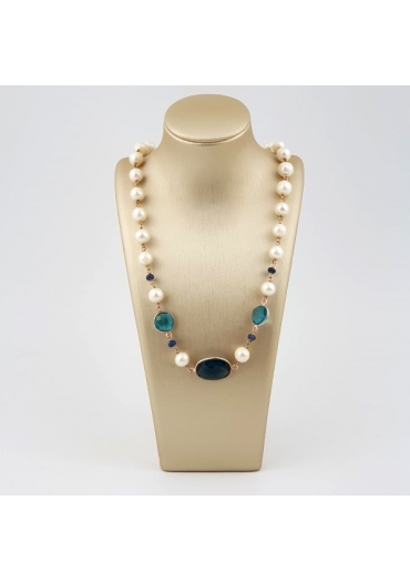 Collier perle coltivate, quarzo blue light CN3146