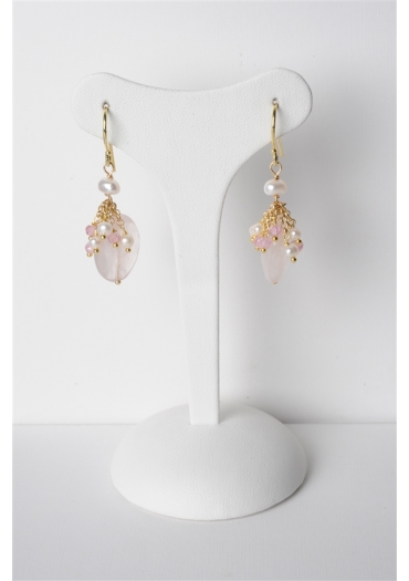 orecchini quarzo rosa perle coltivate-argento OR1361