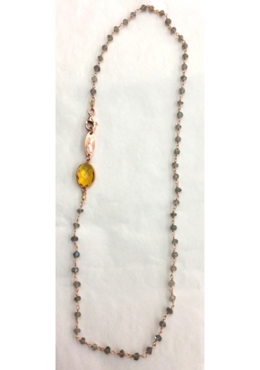 Collana rosario labradorite,quarzo citrino CN2801