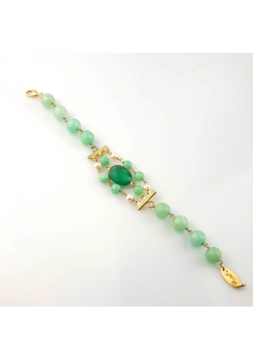 Br Giada Crisopaz, agata smeraldo, perle di fiume BR1124