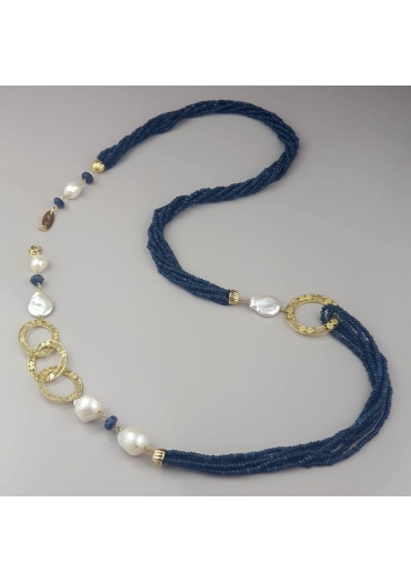 Chanel agata blu zaffiro, perle barocche CN2775