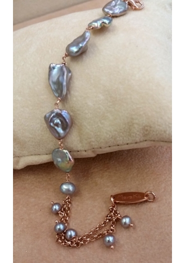 Bracciale perle biwa grigie BR1305