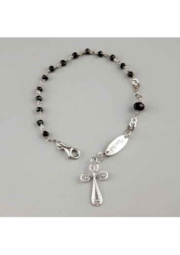 Bracciale rosarietto e croce filigrana BR1248